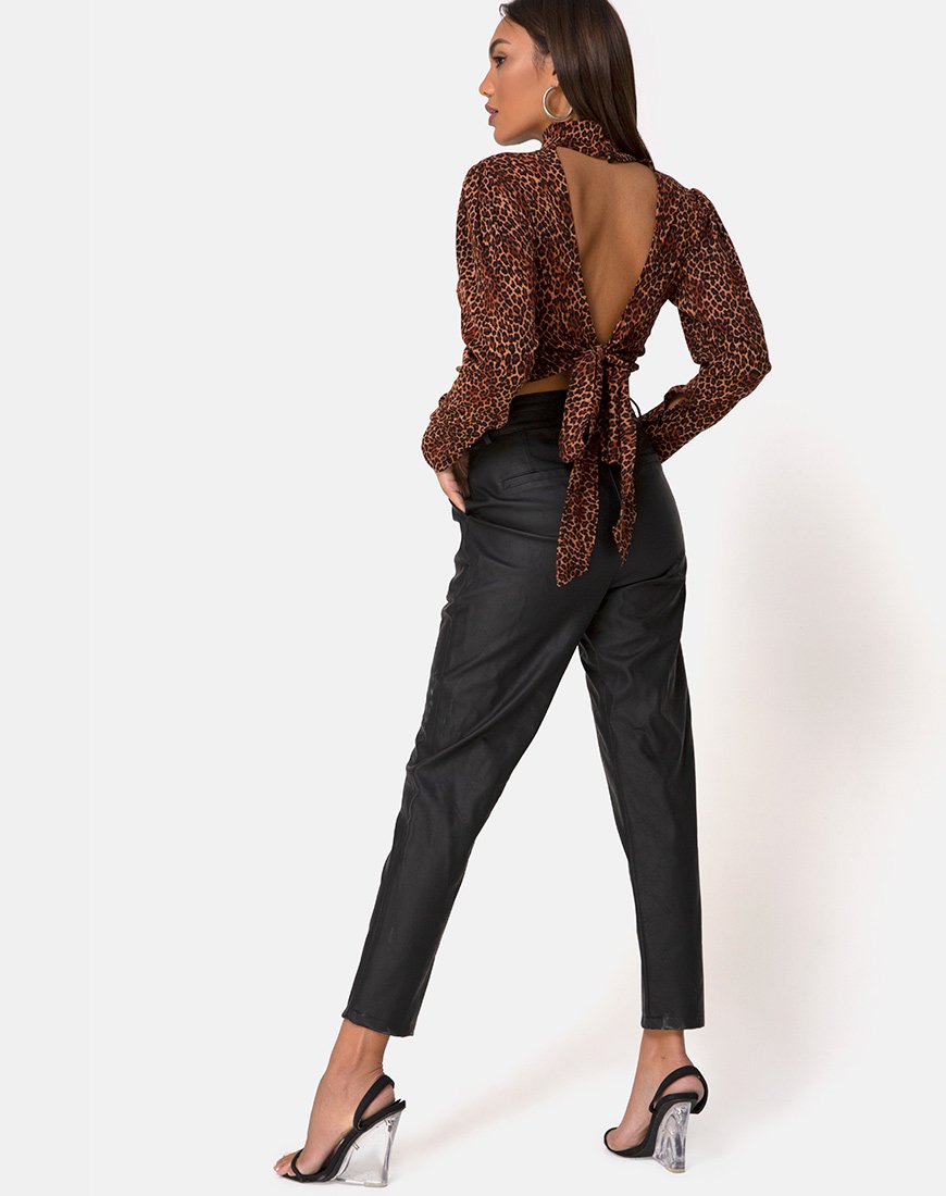 Image de Jasty Crop Top in Crinkle Ditsy Leopard Orange