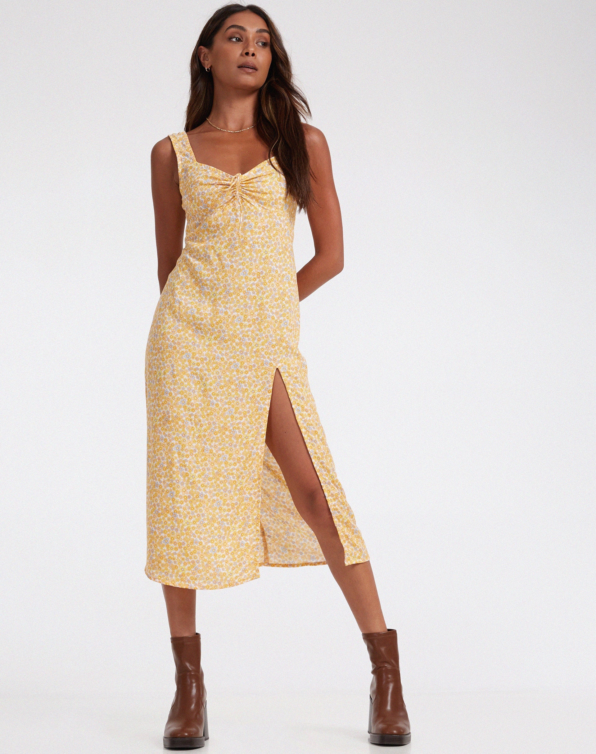 Image de Jorie Midi Dress in Flower Garden Yellow