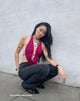 image de Nindita Halterneck Crop Top in Magenta Purple