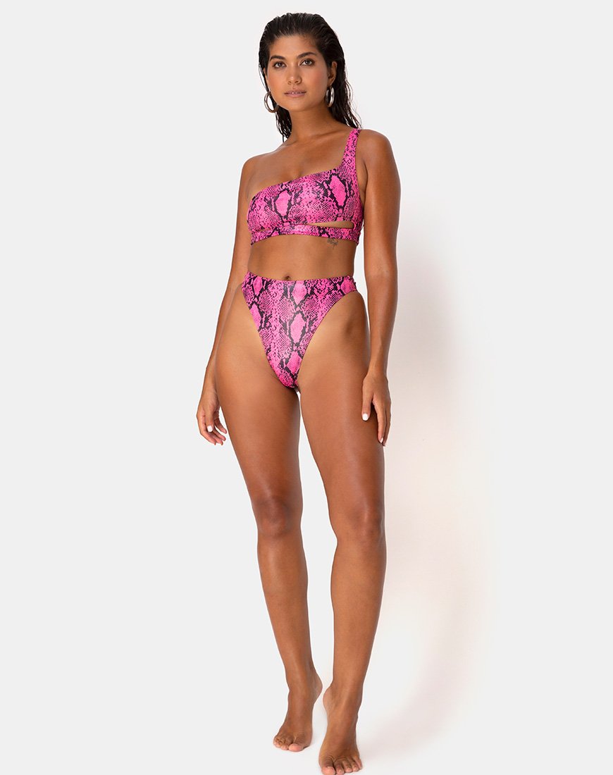 Bas de bikini Ledra en serpent rose