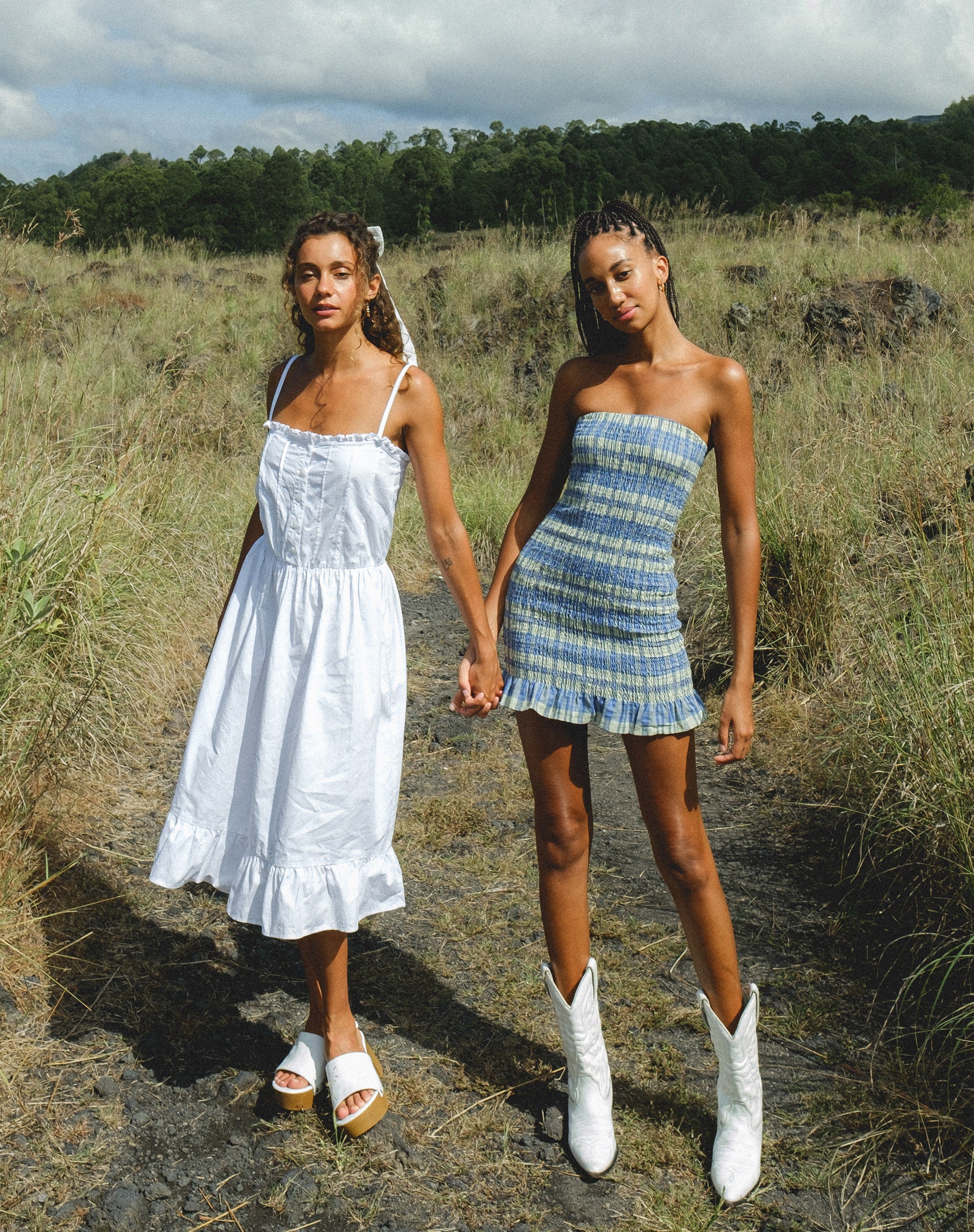 Image de Takiyo Mini Dress en Colourpop Check Green and Blue