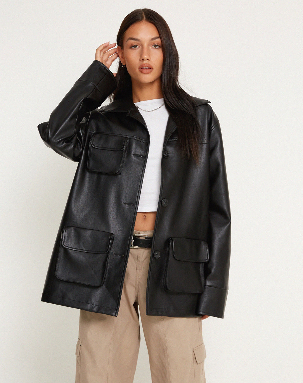 Veste Tavira en PU noir