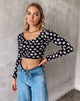 Image de Carla Crop Top in 90s Daisy Black and White