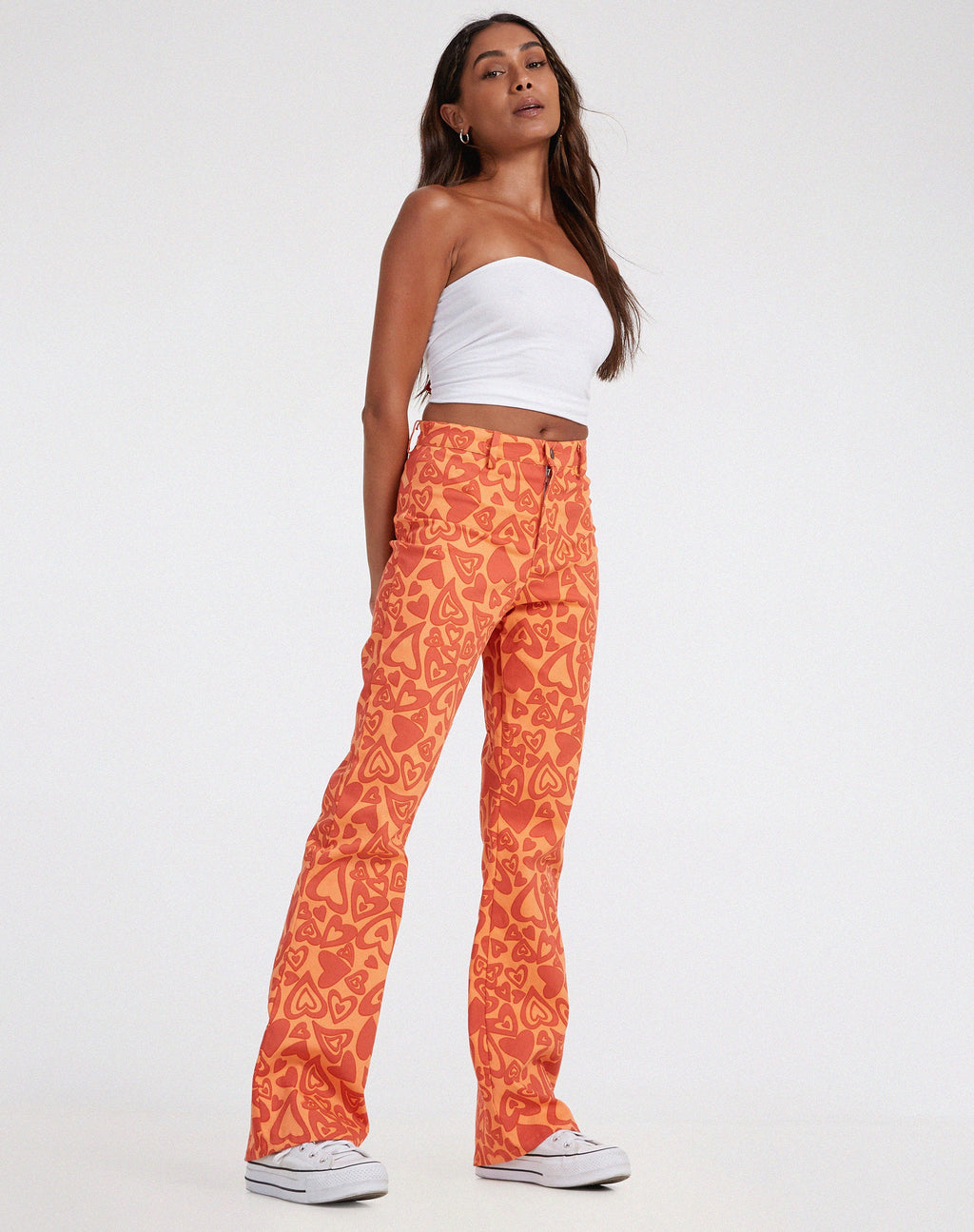 Pantalon évasé Zoven, Retro Heart Orange