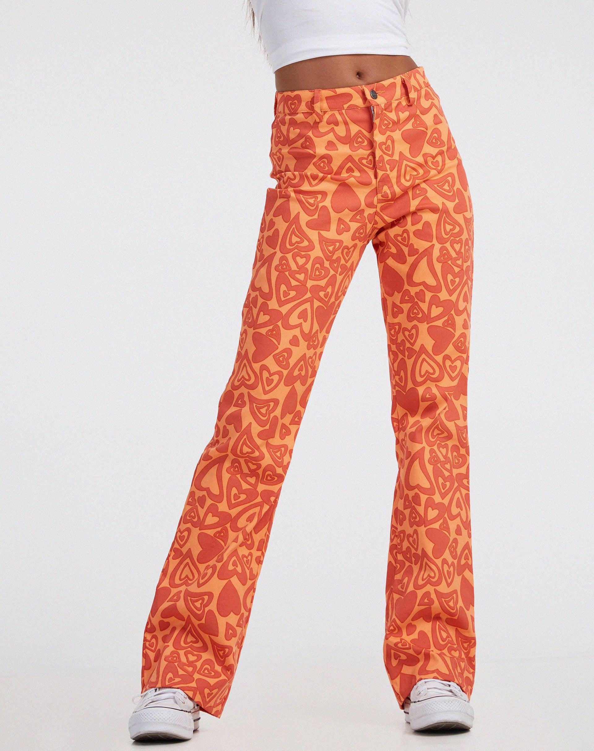 image de Zoven Flare Trouser in Retro Heart Orange