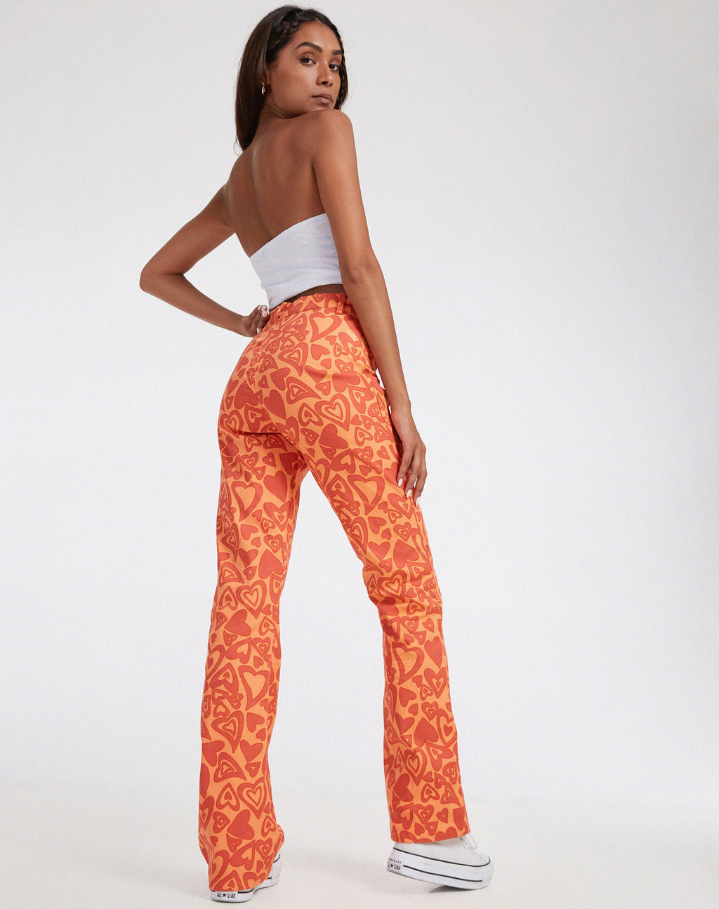 Pantalon évasé Zoven, Retro Heart Orange