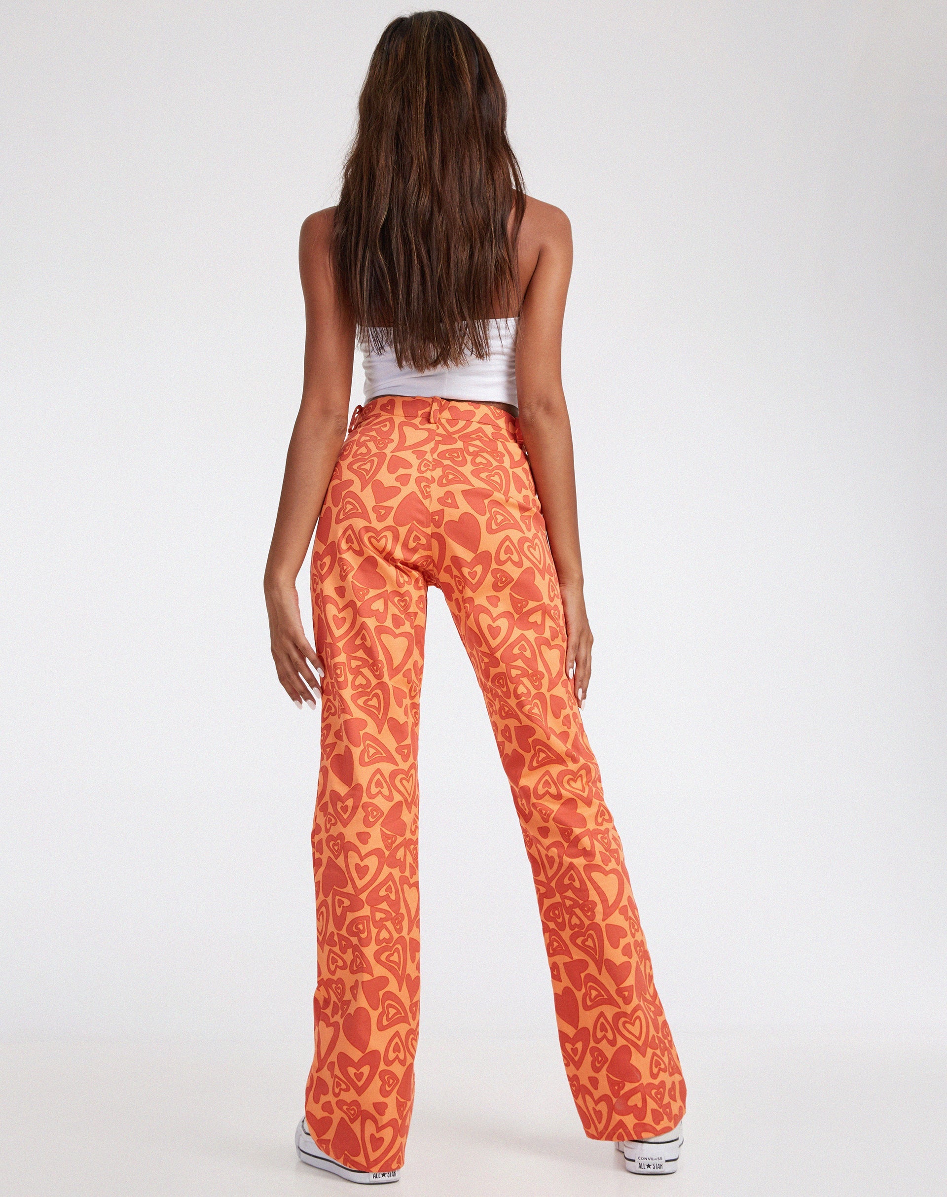 image de Zoven Flare Trouser in Retro Heart Orange